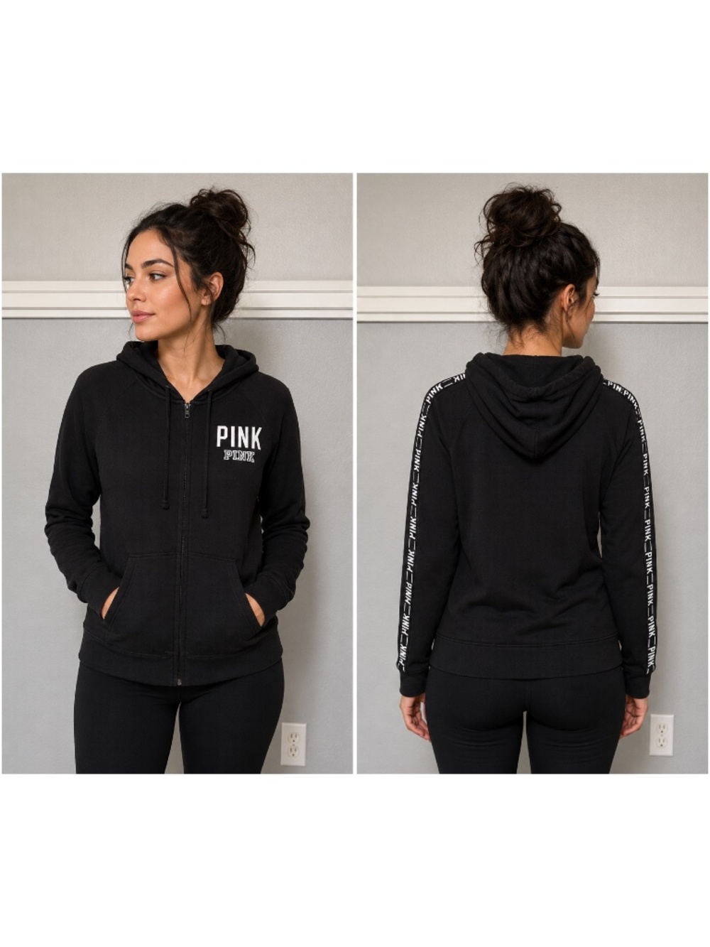 PINK Black Zip-Up Jacket